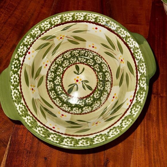 Temp-Tations Ovenware Old World Green 1 Qt & 1.5 Qt mixing bowls - Picture 4 of 7